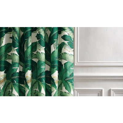 шторы с зелеными листьями